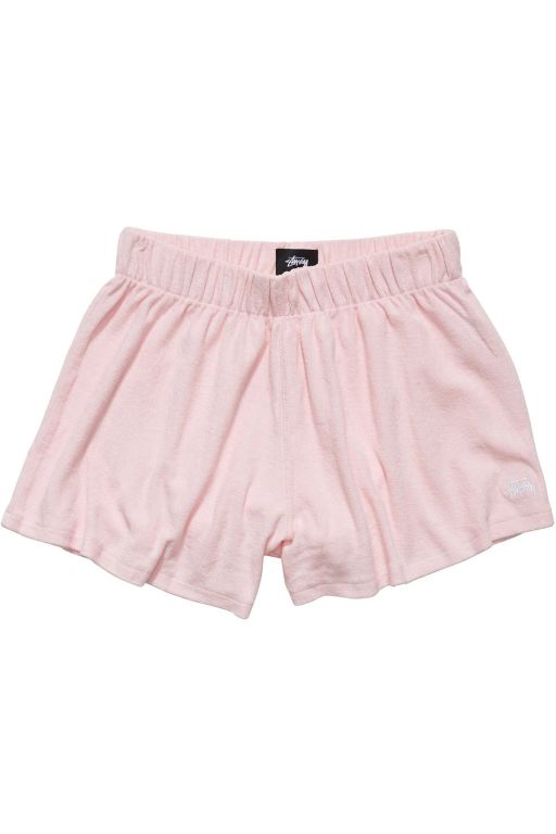 Stussy Womens Havana Terry Beach Short Leisure Sets Pink - OPMIH4978